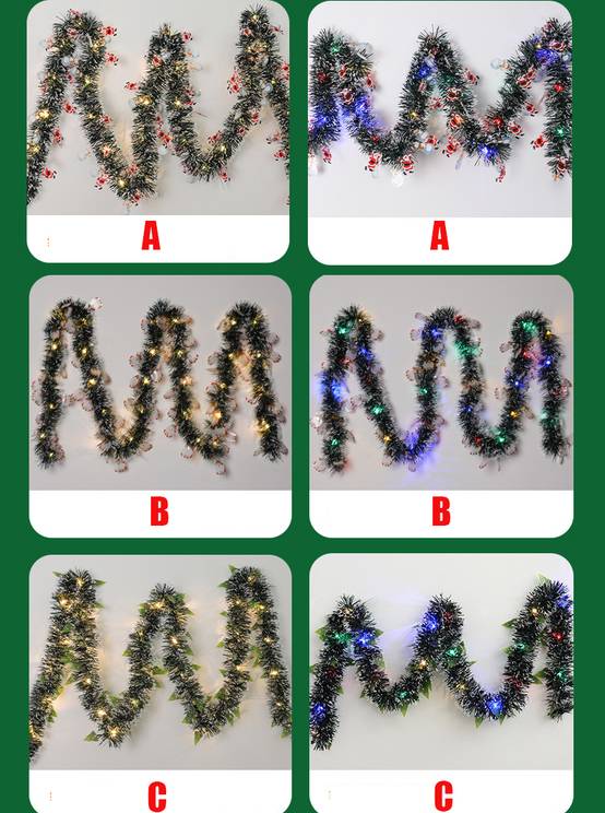 Lot de 2 Couronne de Noël à LED 10 m/32,8 pi avec 100 LED, vignes décoratives de Noël, convient pour portes,fenêtres et escaliers, lumière colorée (A) - Image 3