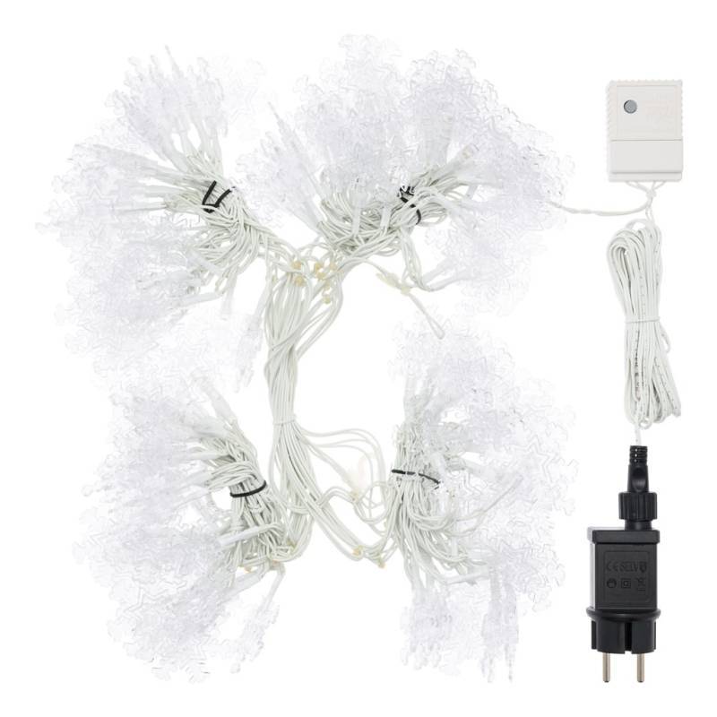 Lotti - Guirlande stalactites flocons de neige H1m 136 LED blanc froid et bleu 8 modes câble blanc Lotti - Imagen 4