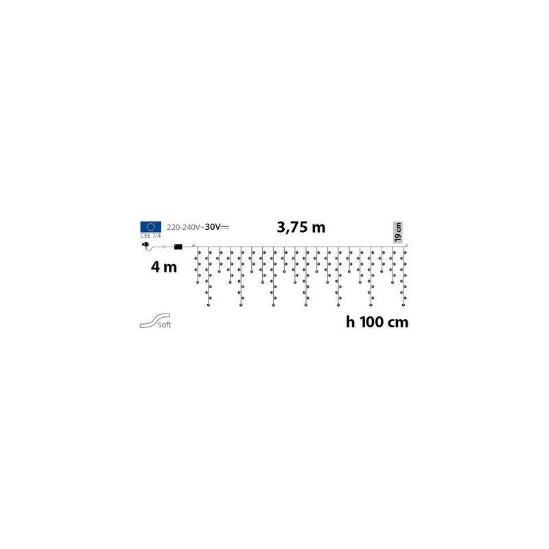 Lotti - Guirlande stalactites flocons de neige H1m 136 LED blanc froid et bleu 8 modes câble blanc Lotti - Imagen 2