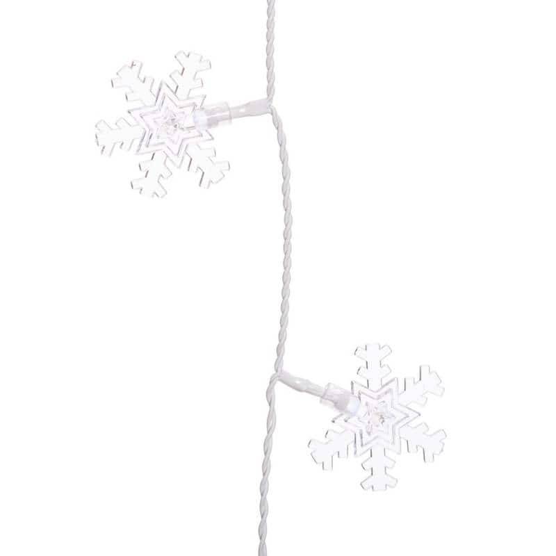 Lotti - Guirlande stalactites flocons de neige H1m 136 LED blanc froid et bleu 8 modes câble blanc Lotti - Imagen 8