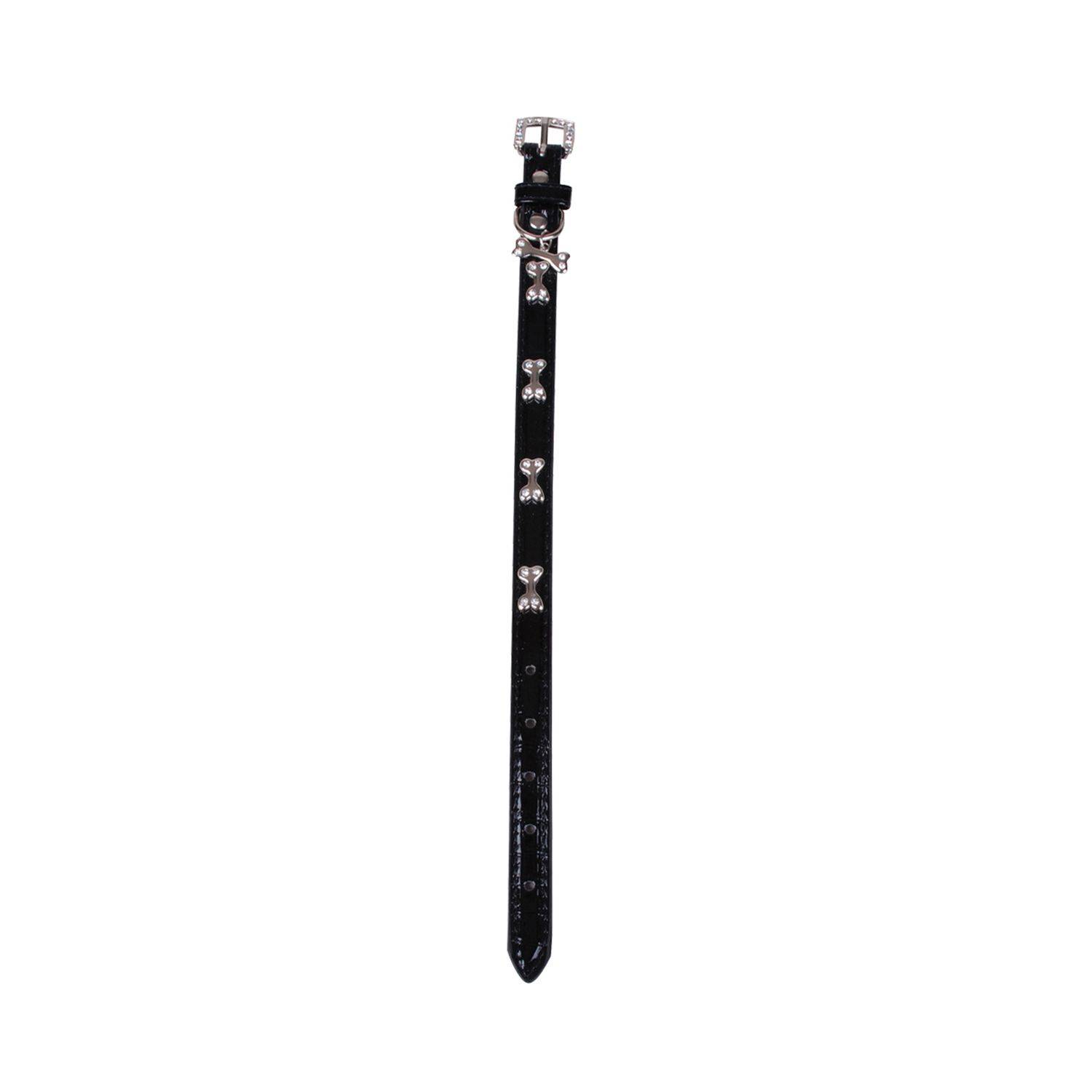 Sans Marque - Collier pour chien os en diamant Design - Taille L - Noir - Dogi