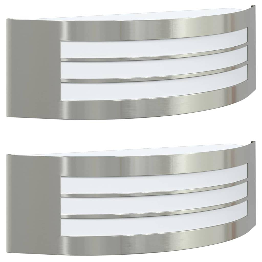2pcs Appliques murales extérieures - Lampes murales extérieures Argent 32 x 10 x 10 cm g15 - Image 1