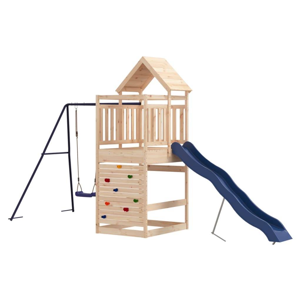 Helloshop26 - Aire de jeux d'extérieur balançoires toboggan portiques robuste jeux jardin 454 x 199 x 249 cm bois de pin massif - Imagen 1