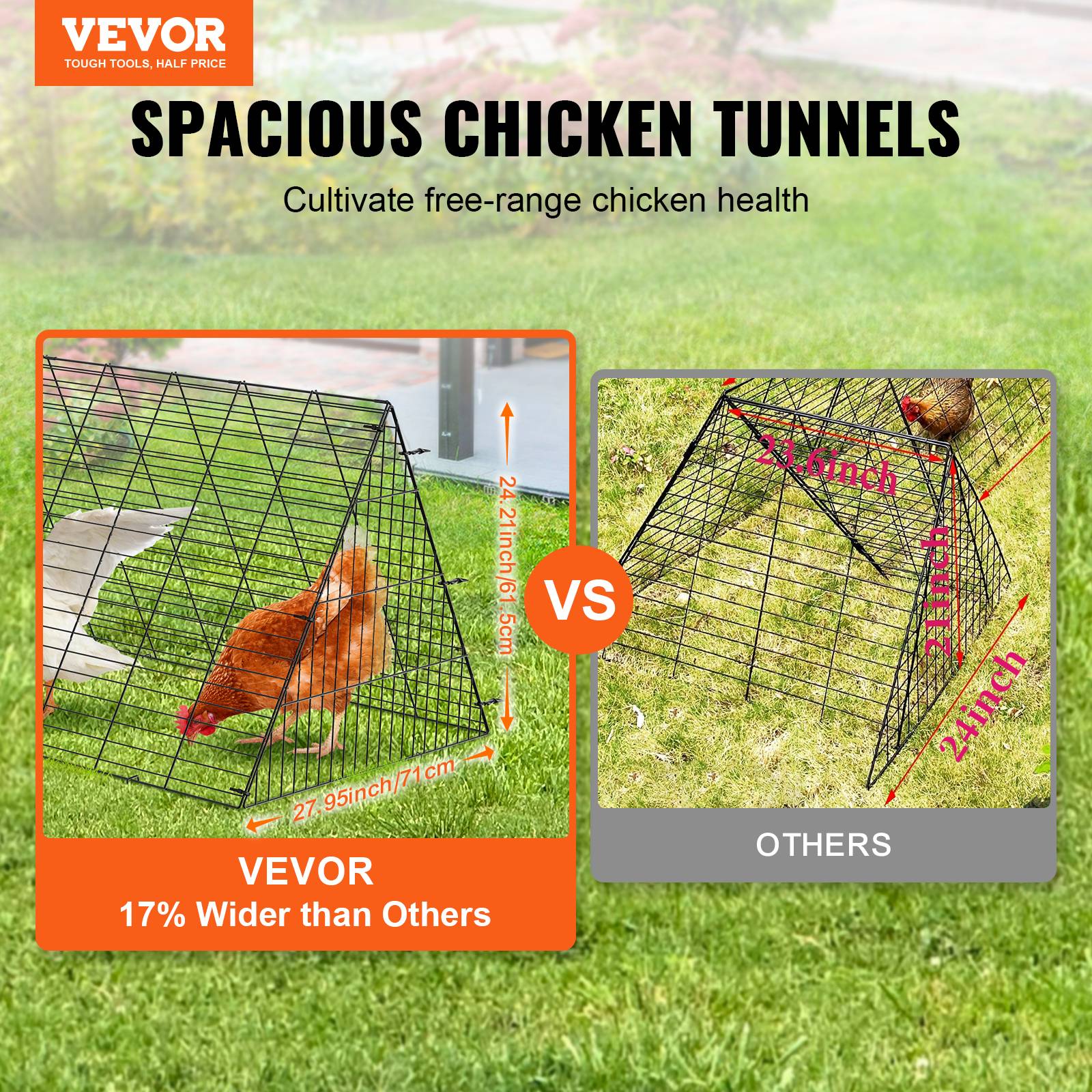 Vevor - VEVOR Enclos poulailler, 729x200x61,5 cm, tunnels. Portable, pour poulets, canards, lapins. - Image 2