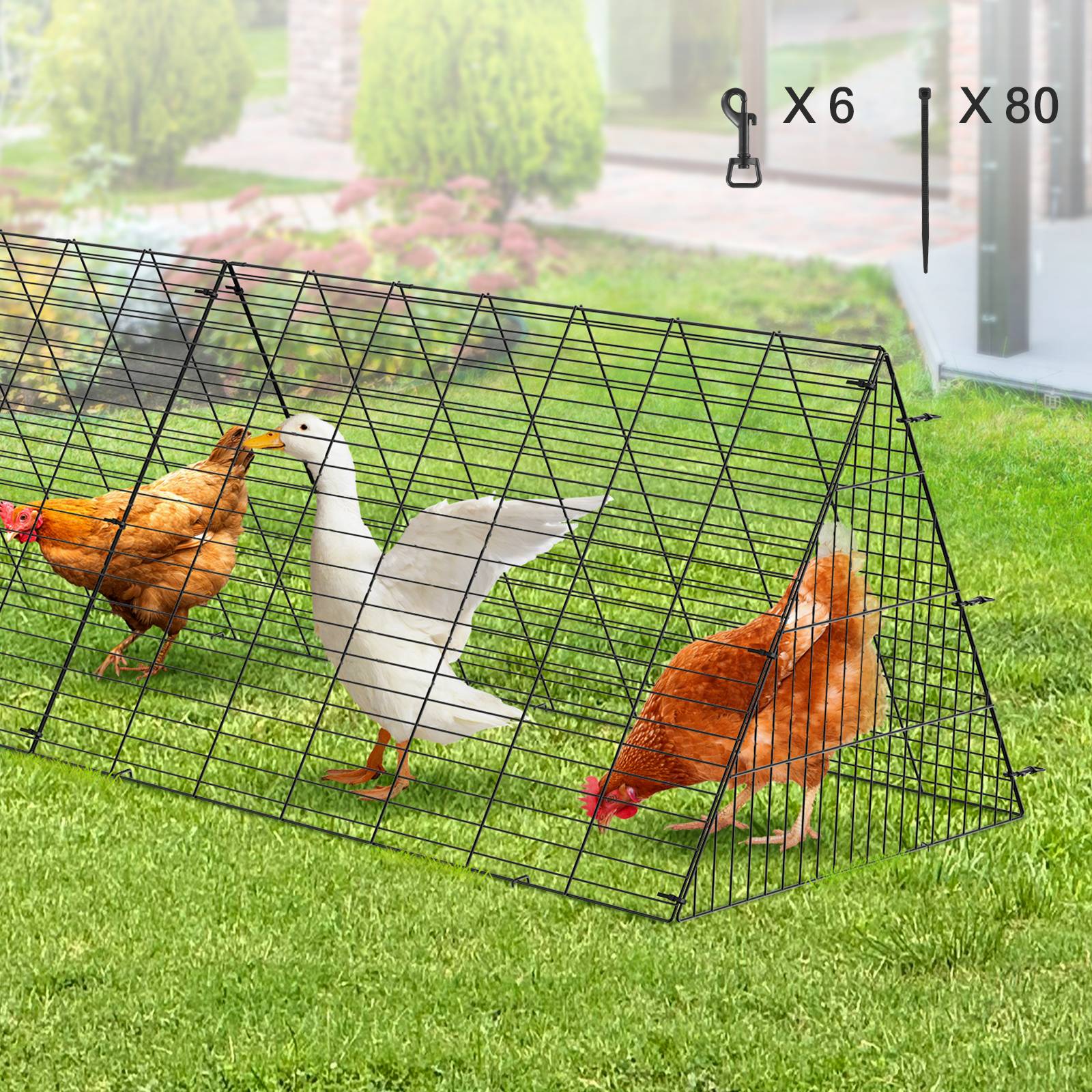 Vevor - VEVOR Enclos poulailler, 729x200x61,5 cm, tunnels. Portable, pour poulets, canards, lapins. - Image 8