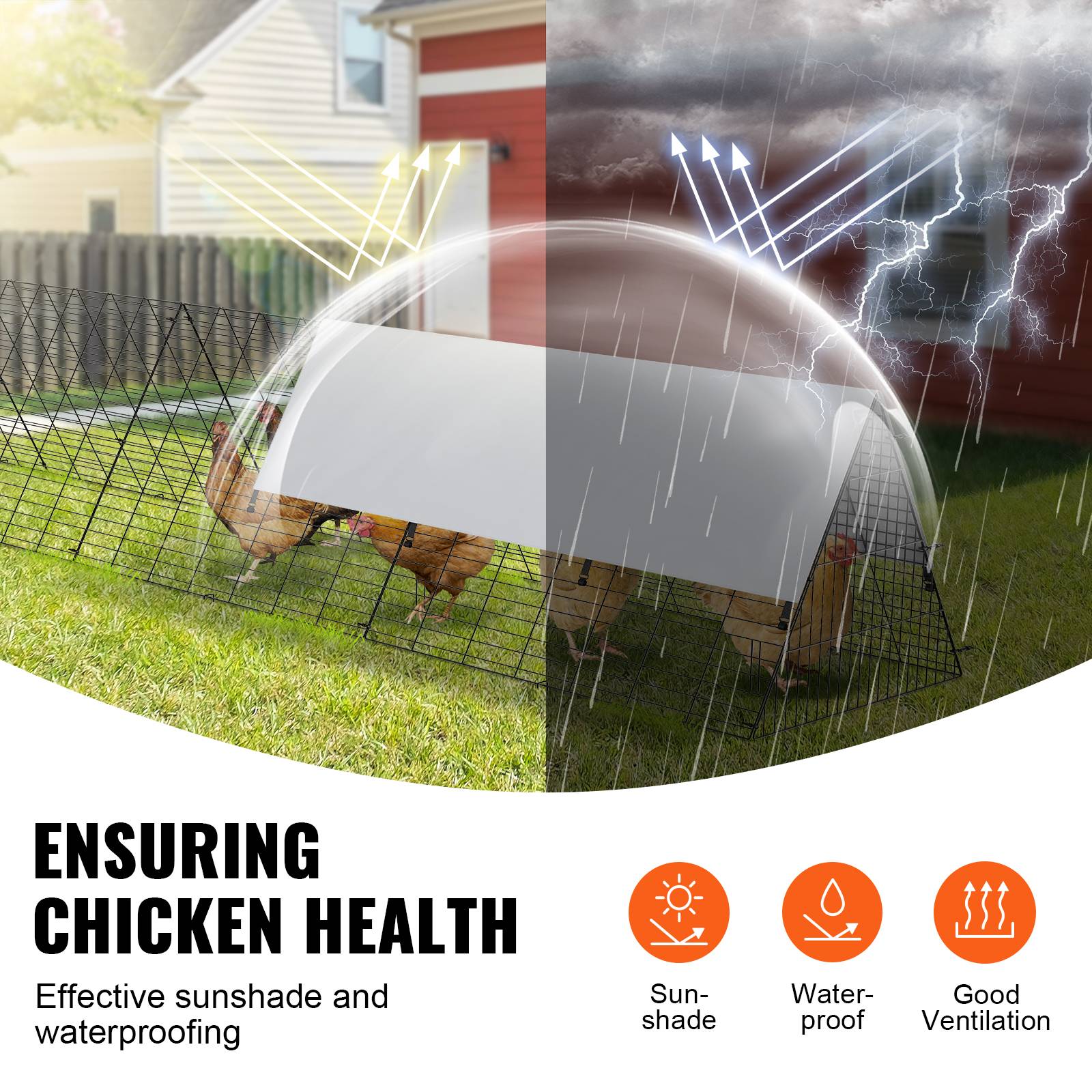 Vevor - VEVOR Enclos poulailler, 729x200x61,5 cm, tunnels. Portable, pour poulets, canards, lapins. - Image 5