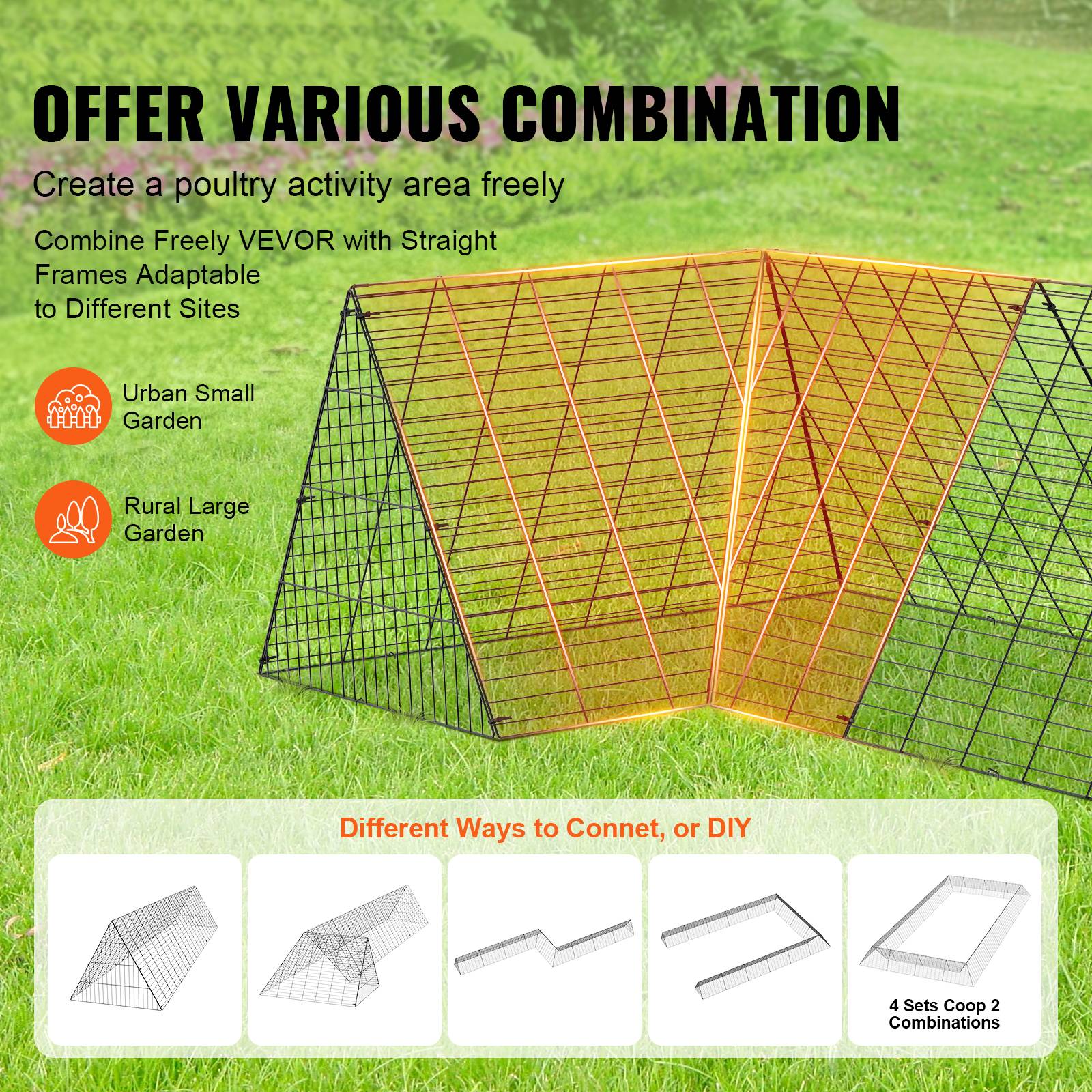 Vevor - VEVOR Enclos poulailler, 729x200x61,5 cm, tunnels. Portable, pour poulets, canards, lapins. - Image 6