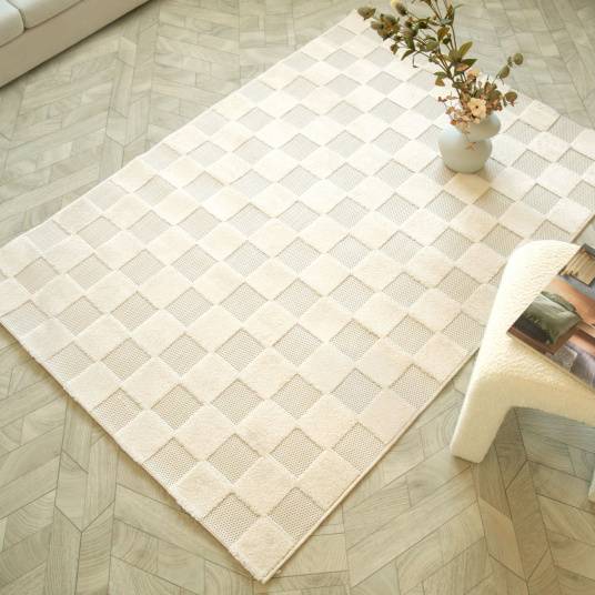 Decoweb - Tapis intérieur et extérieur motif damier - Petit Marius - Crème - 160 x 230 cm - Decoweb - Image 2
