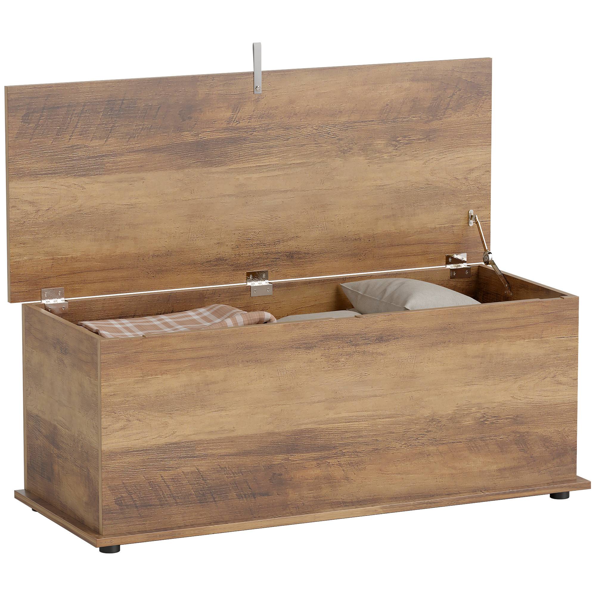 Banc coffre rangement multifonction bois blanc, meuble entrée chambre avec espace stockage 100x40x40 cm moderne - Image 2