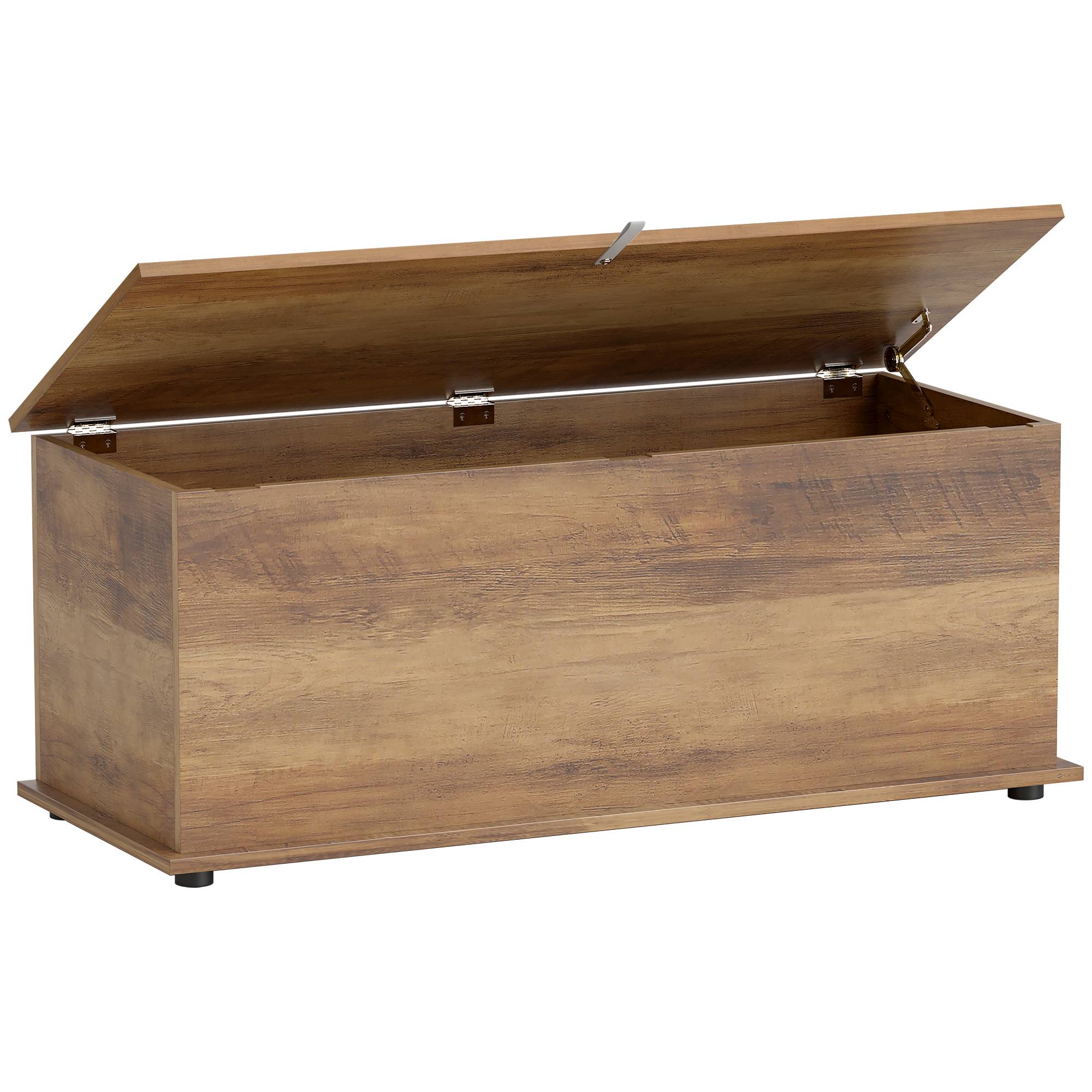 Banc coffre rangement multifonction bois blanc, meuble entrée chambre avec espace stockage 100x40x40 cm moderne