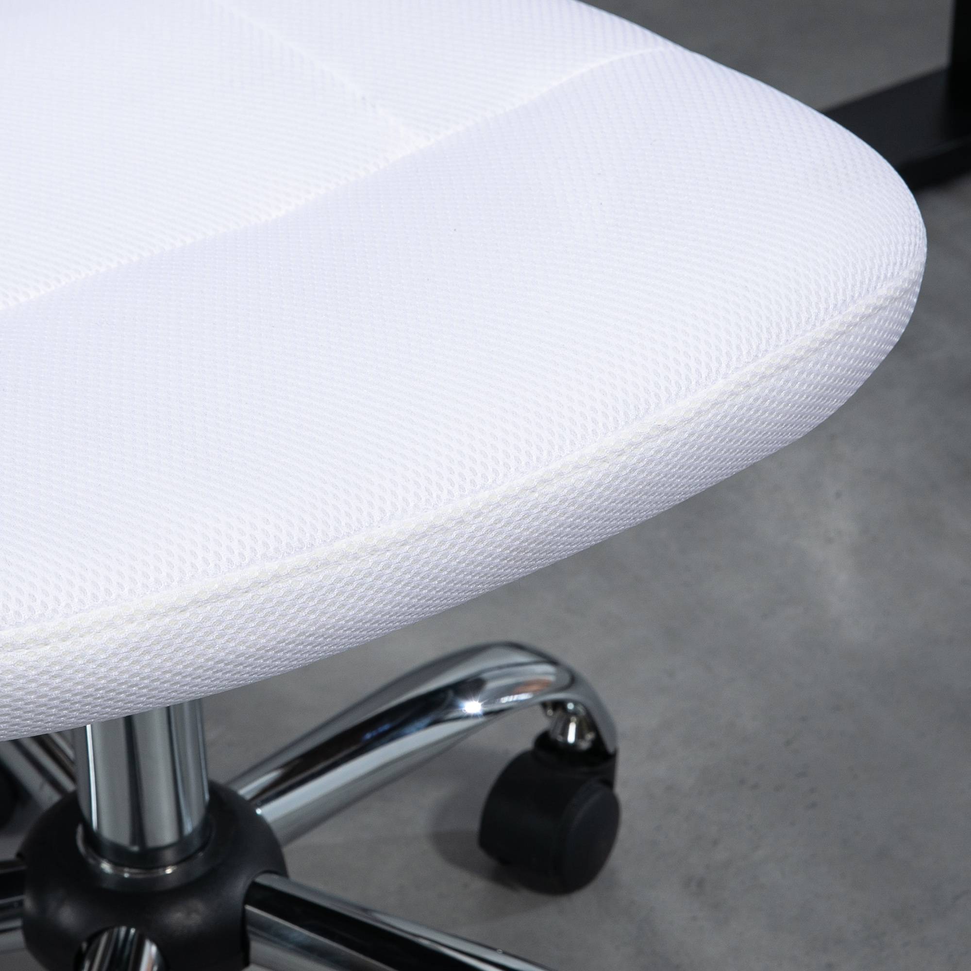 Sans Marque - Chaise de bureau ergonomique hauteur réglable piètement chromé pivotant 360° revêtement maille blanc - Image 9