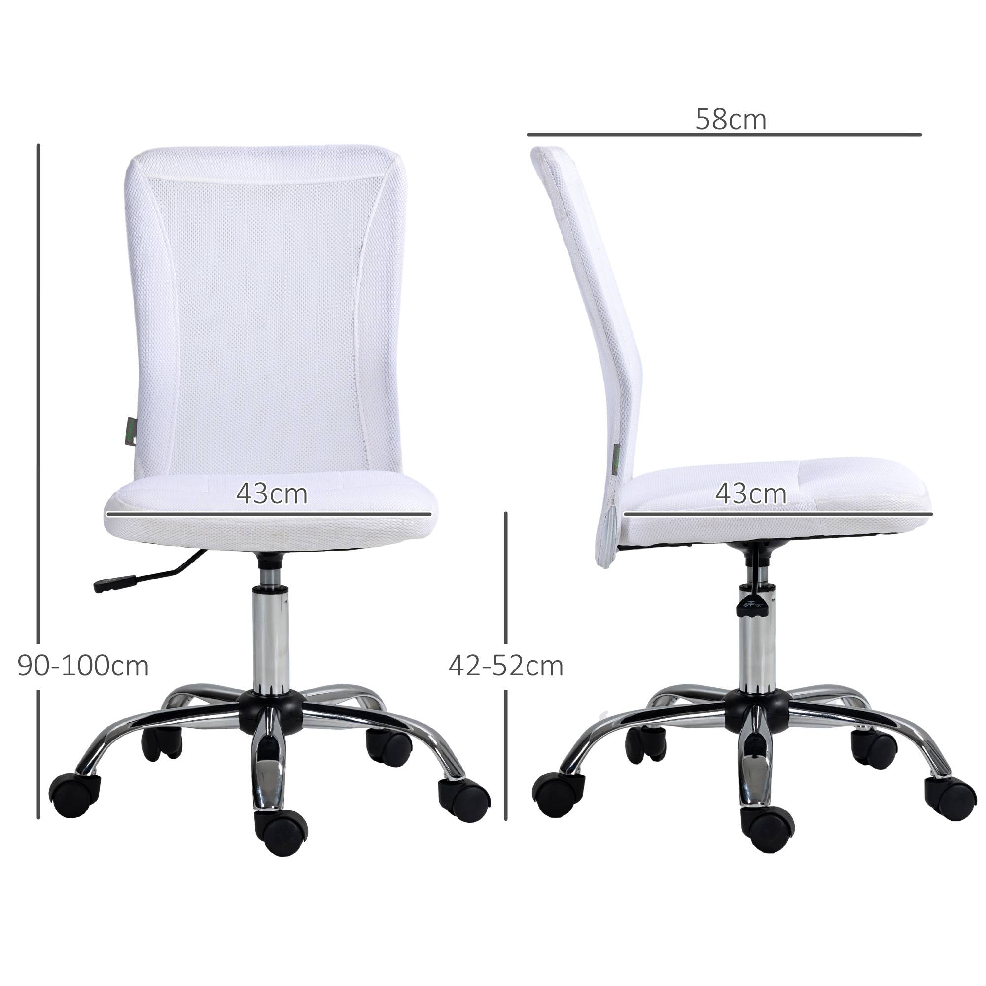 Sans Marque - Chaise de bureau ergonomique hauteur réglable piètement chromé pivotant 360° revêtement maille blanc - Image 5
