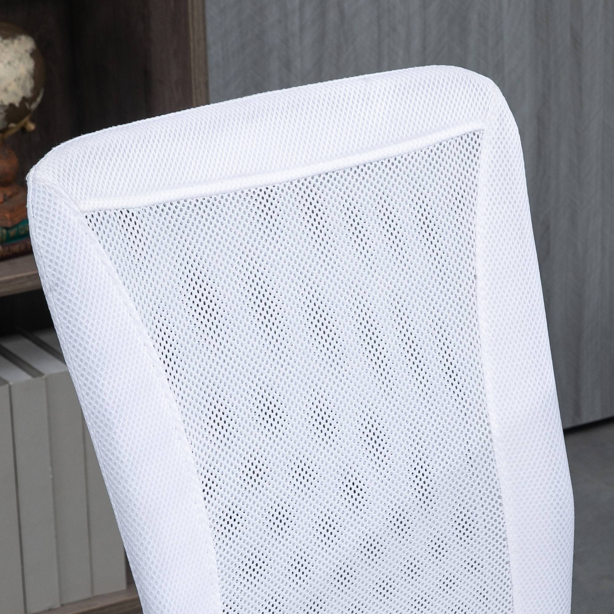 Sans Marque - Chaise de bureau ergonomique hauteur réglable piètement chromé pivotant 360° revêtement maille blanc - Image 10