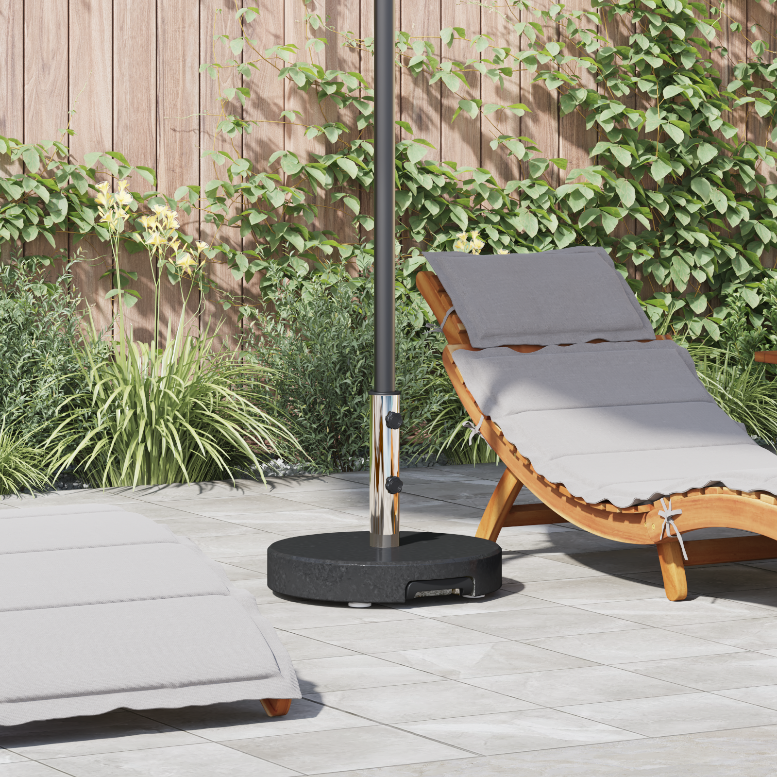 Maison Chic - Base de Parasol - Support de Parasol avec roulettes avec poignée Granit Noir 29 kg Ronde - Image 2