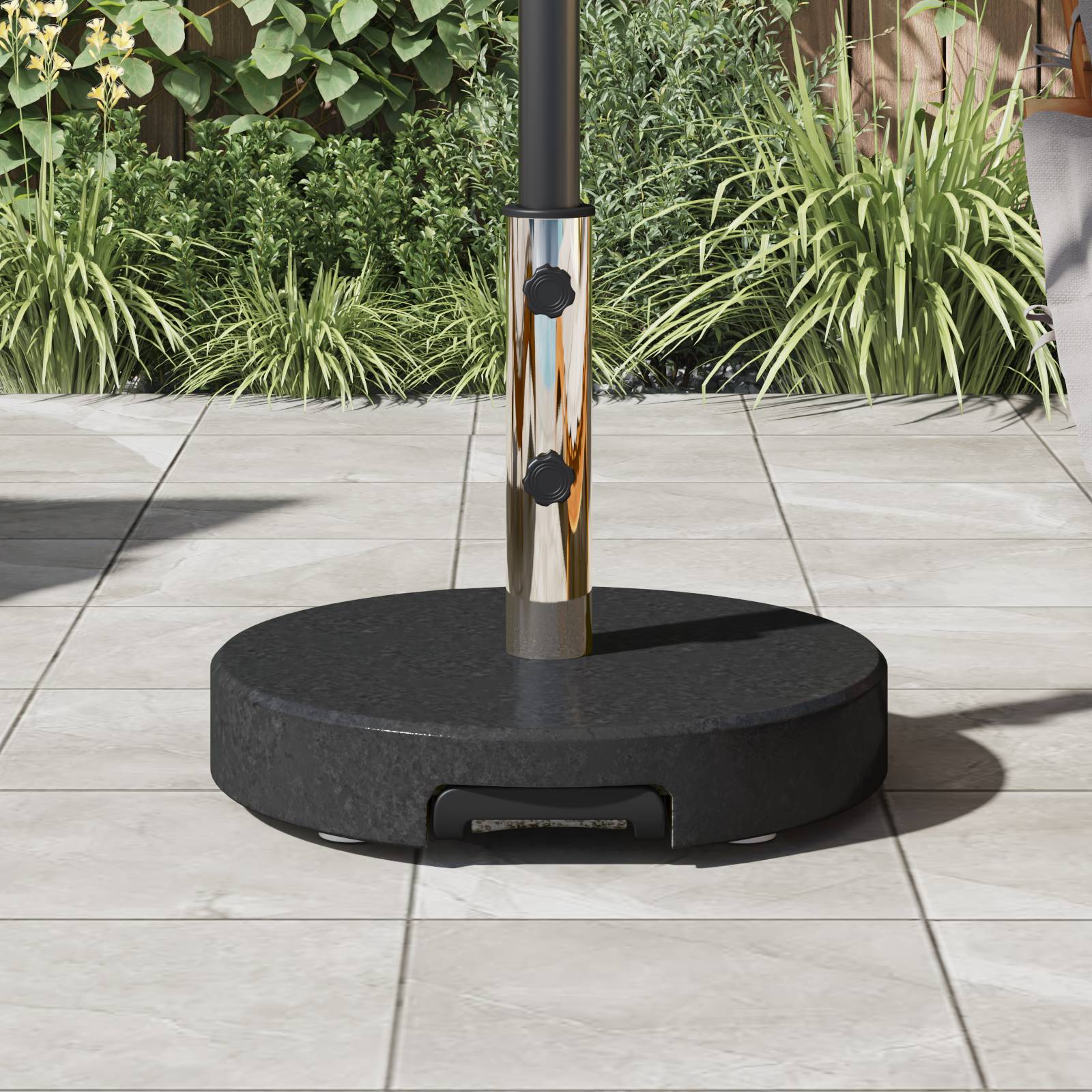 Maison Chic - Base de Parasol - Support de Parasol avec roulettes avec poignée Granit Noir 29 kg Ronde - Image 4