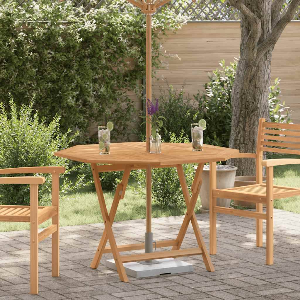 ComfortXL - Table de Jardin Pliable Carrée 110cm en Bois de Teck Massif avec Trou pour Parasol – ComfortXL Outdoor Living - Image 1