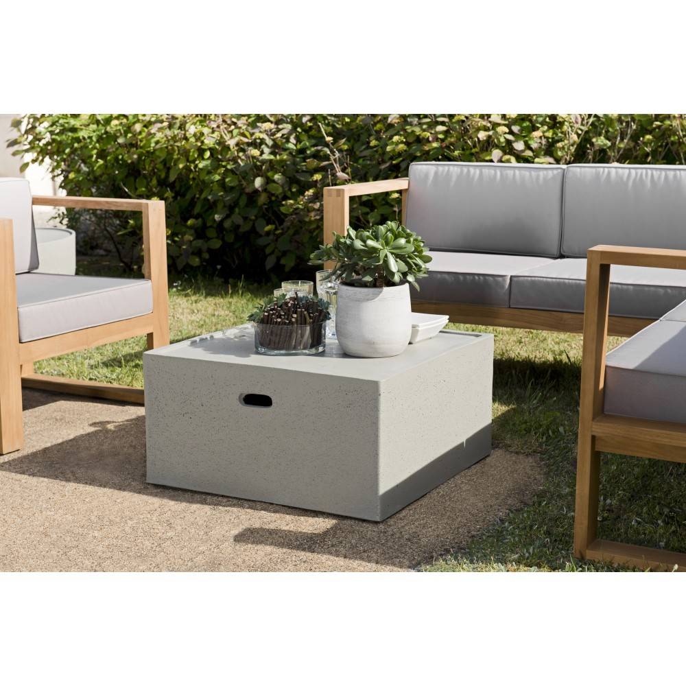 Macabane - HECTOR - Table basse de jardin carrée 68x68 cm béton gris - Imagen 2