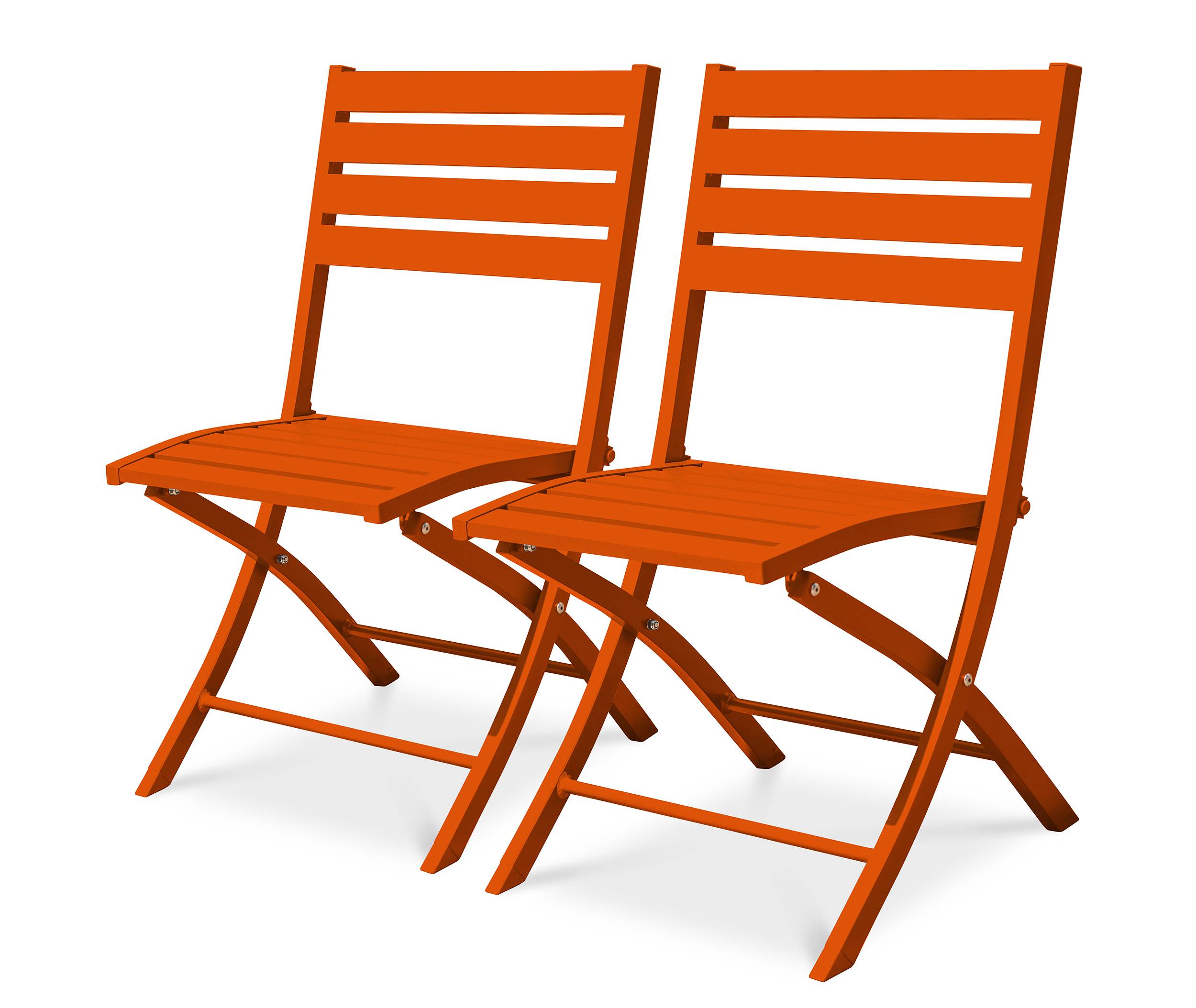 Lot de 2 chaises de jardin en aluminium - Orange - MARIUS - Image 5
