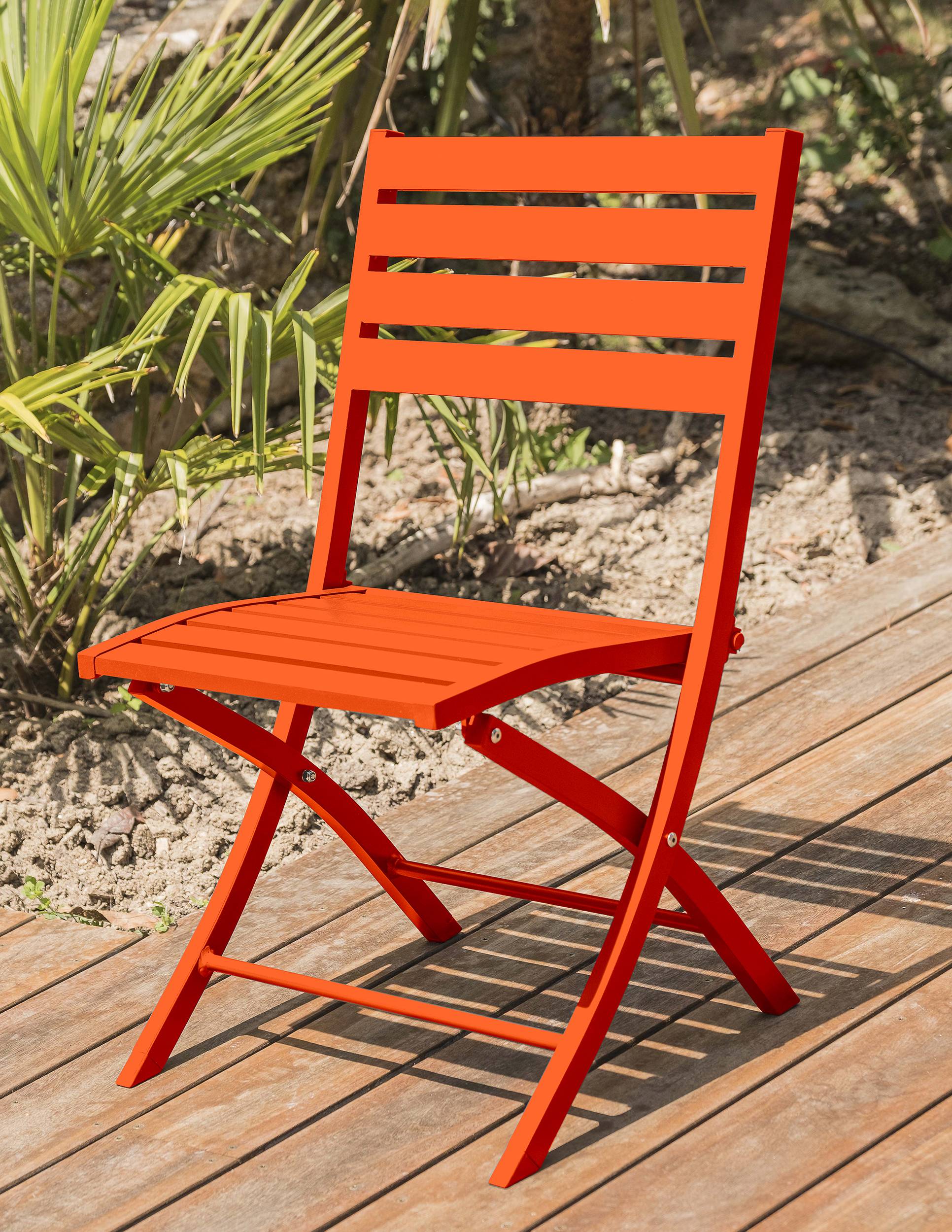 Lot de 2 chaises de jardin en aluminium - Orange - MARIUS - Image 2
