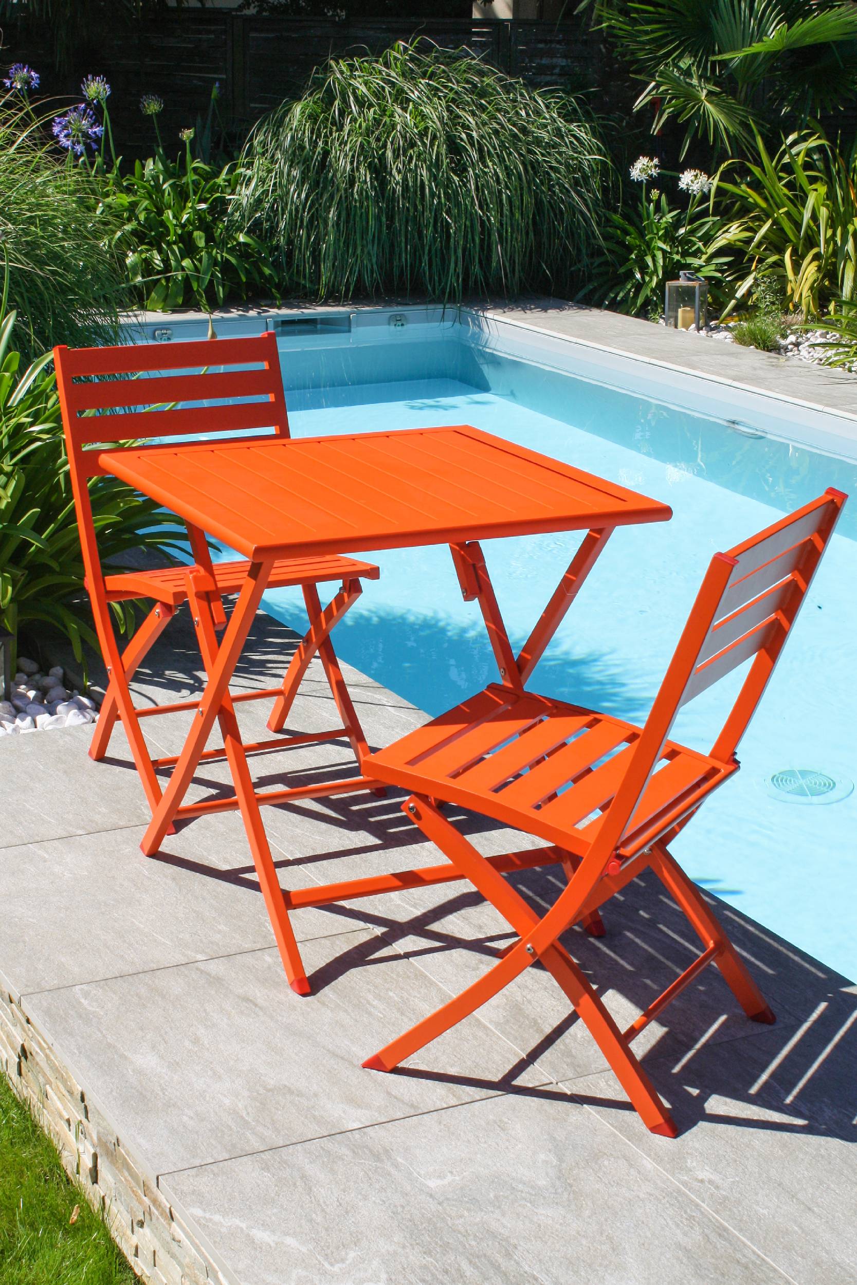 Lot de 2 chaises de jardin en aluminium - Orange - MARIUS - Image 4