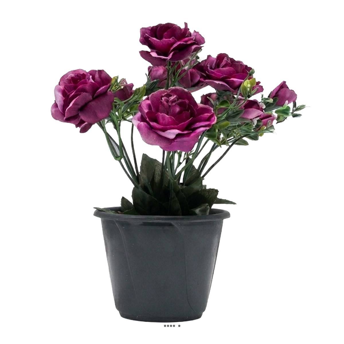 Artificielles - Pot composition fleurs artificielles cimetière roses et fleurettes H 24 cm L 16 cm Mauve violet - couleur: Mauve violet - Imagen 1