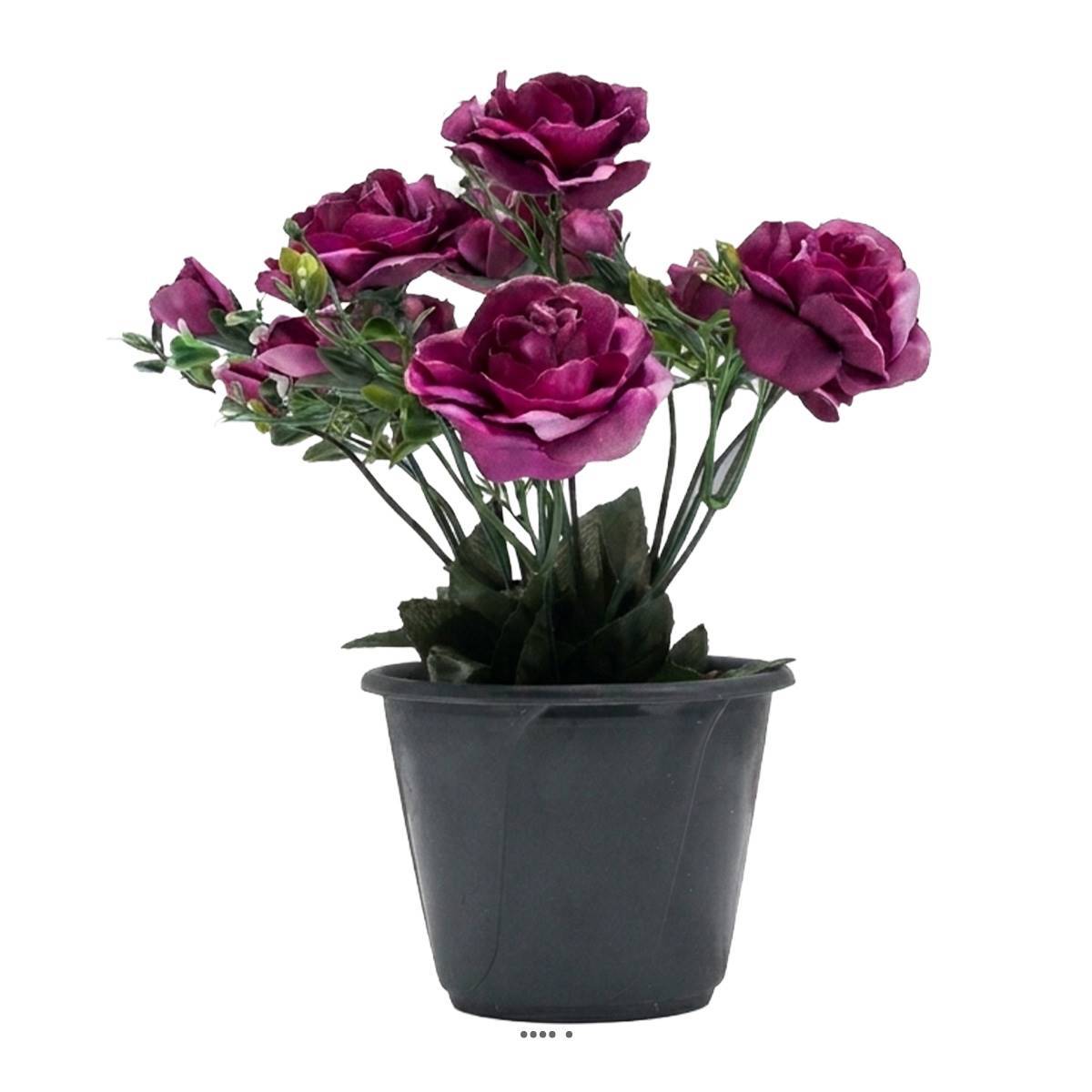 Artificielles - Pot composition fleurs artificielles cimetière roses et fleurettes H 24 cm L 16 cm Mauve violet - couleur: Mauve violet - Imagen 2
