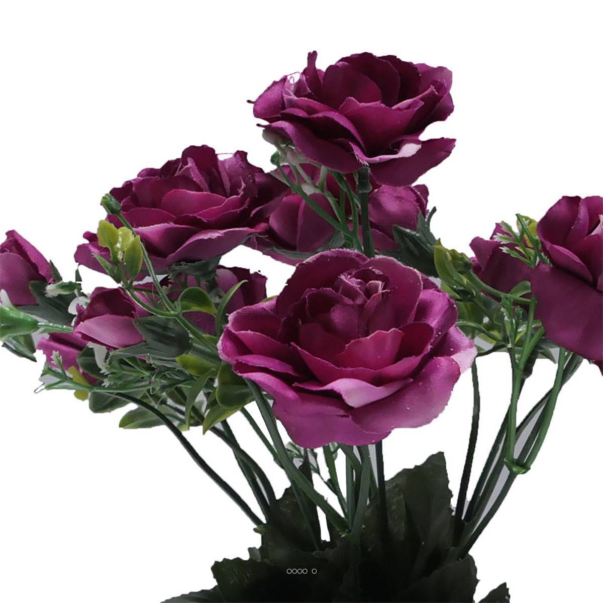 Artificielles - Pot composition fleurs artificielles cimetière roses et fleurettes H 24 cm L 16 cm Mauve violet - couleur: Mauve violet - Imagen 3