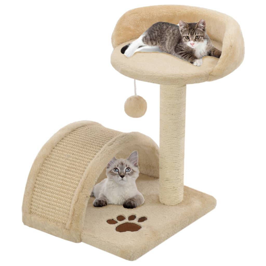 Arbre à chat, Tour à chat avec griffoir en sisal 40 cm Beige et Marron MP44 - Image 2