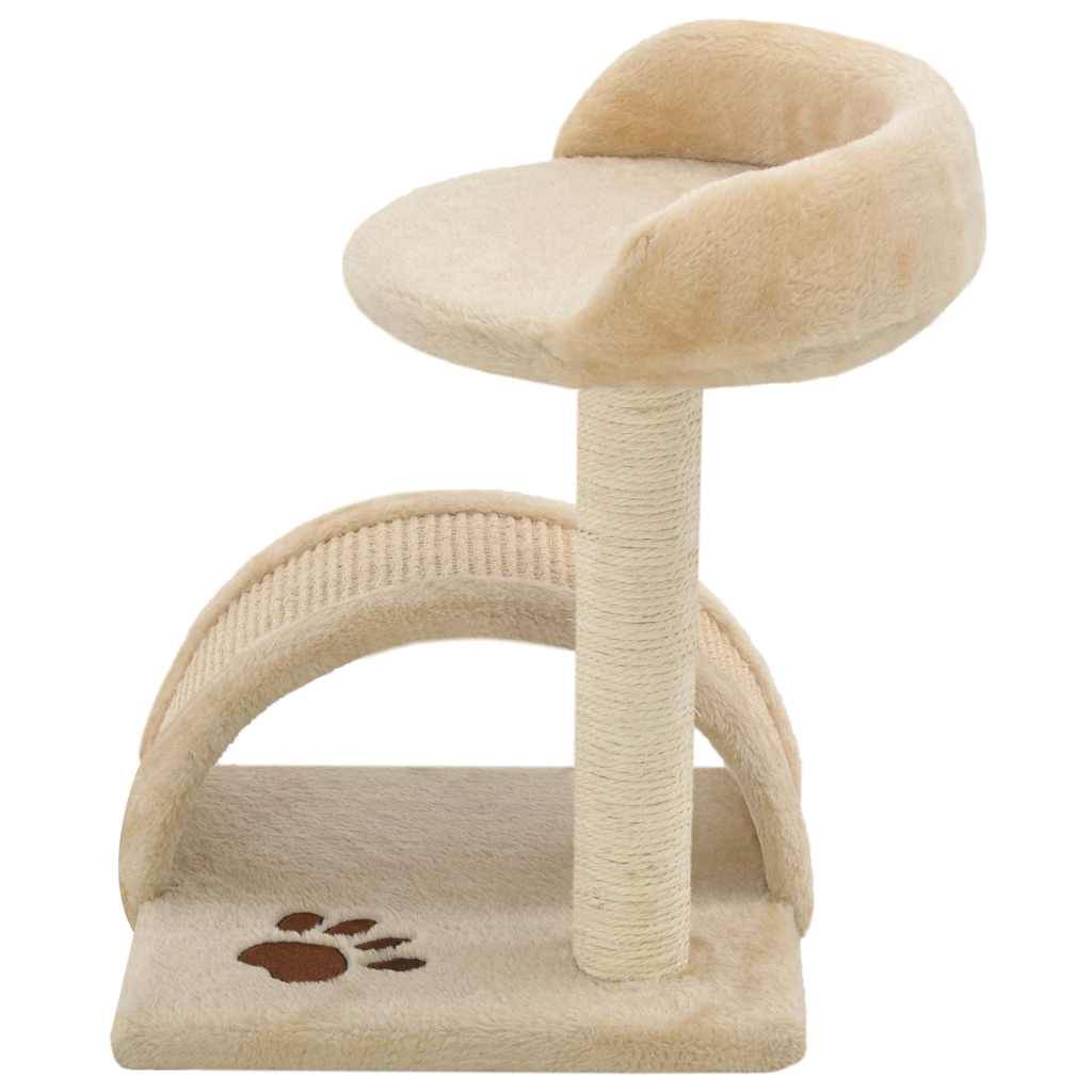 Arbre à chat, Tour à chat avec griffoir en sisal 40 cm Beige et Marron MP44 - Image 3