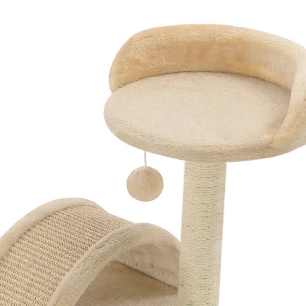 Arbre à chat, Tour à chat avec griffoir en sisal 40 cm Beige et Marron MP44 - Image 5