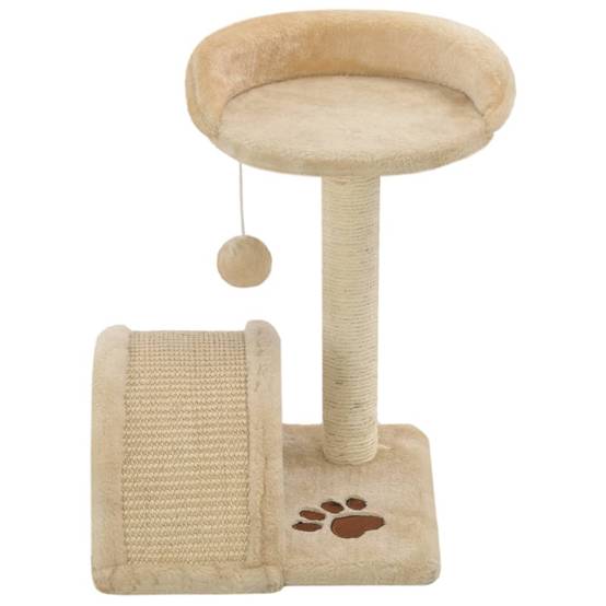 Arbre à chat, Tour à chat avec griffoir en sisal 40 cm Beige et Marron MP44 - Image 4