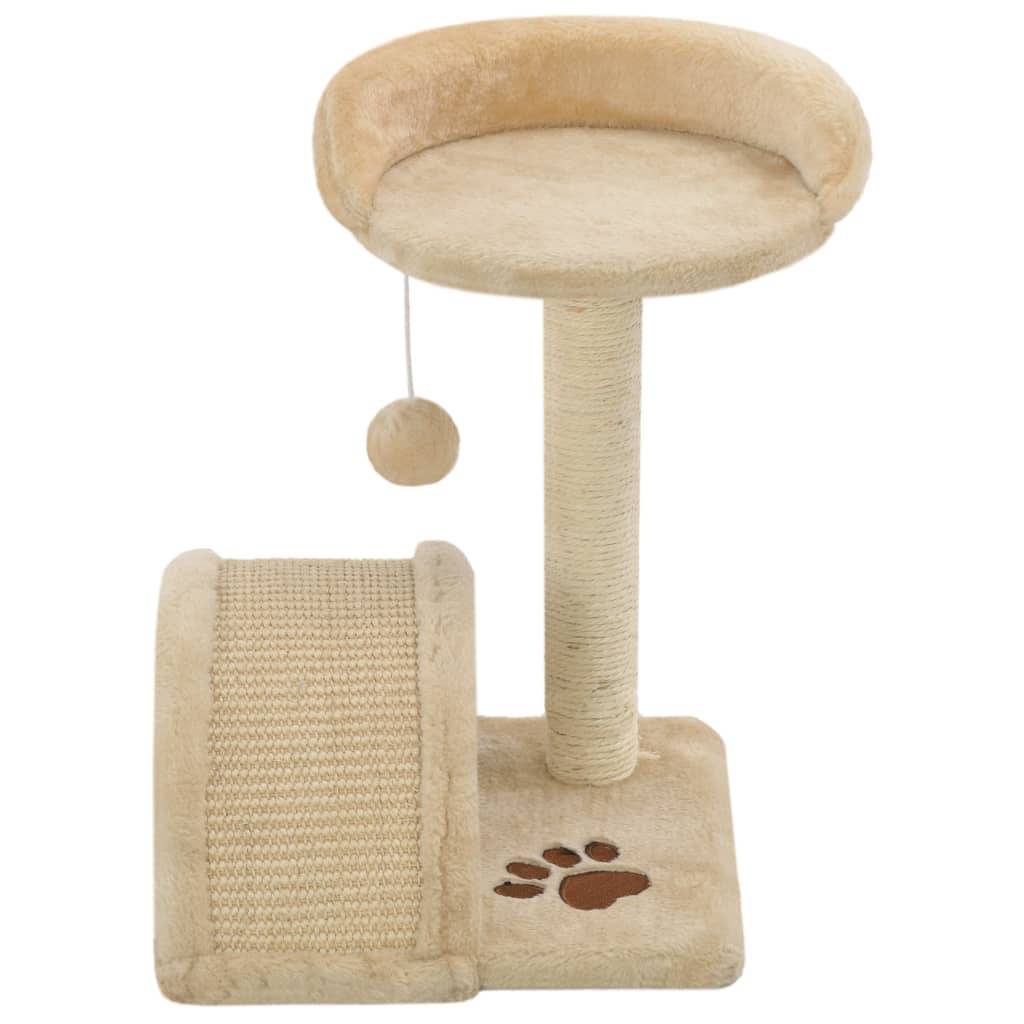 Arbre à chat, Tour à chat avec griffoir en sisal 40 cm Beige et Marron MP44 - Image 4