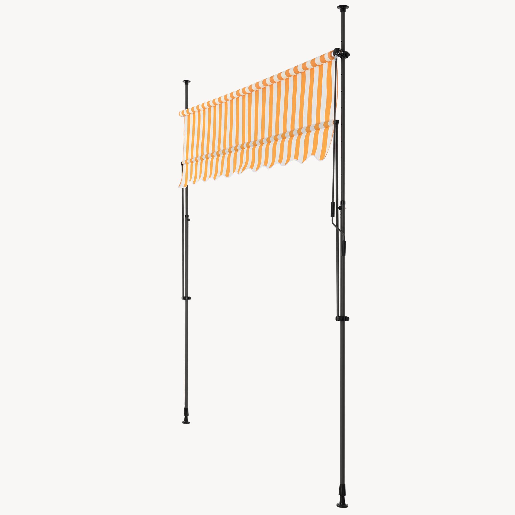 Pro.Tec - Store Banne Téléscopique Acier Polyester 200 x 120 x 220-309 cm Jaune Blanc [pro.tec] - Imagen 7