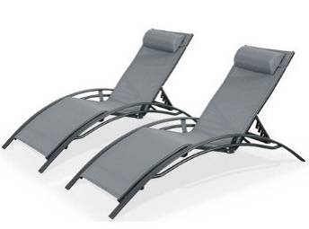 Chalet & Jardin - Lot de 2 bains de soleil Monaco en aluminium - Gris anthracite Chalet & Jardin - Image 1