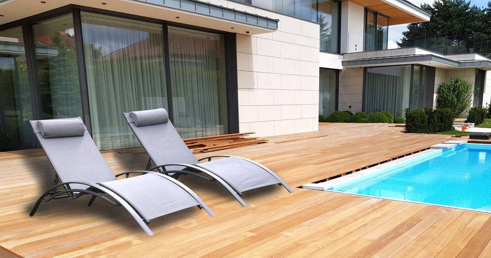 Chalet & Jardin - Lot de 2 bains de soleil Monaco en aluminium - Gris anthracite Chalet & Jardin - Image 2