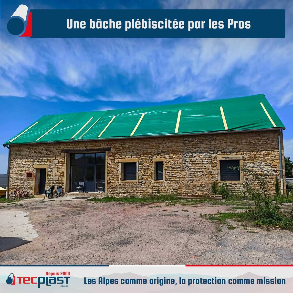 Bâche Toiture 5x8 m HQ250TO Verte et Marron - Haute Performance - Bâche d'étanchéité pour Couvreur et Charpentier TECPLAST - Imagen 2