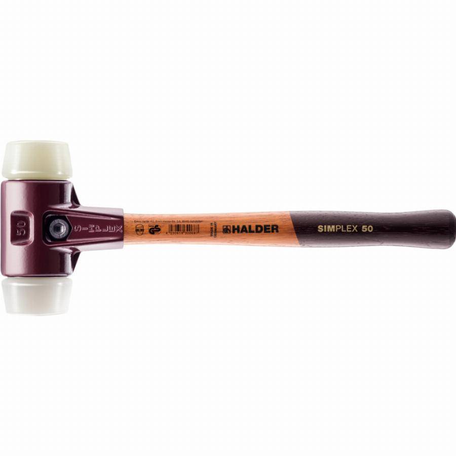 Maillet HALDER SIMPLEX Superplastique / nylon avec boîtier en fonte malléable et manche en bois - D=80 mm - 3078.080