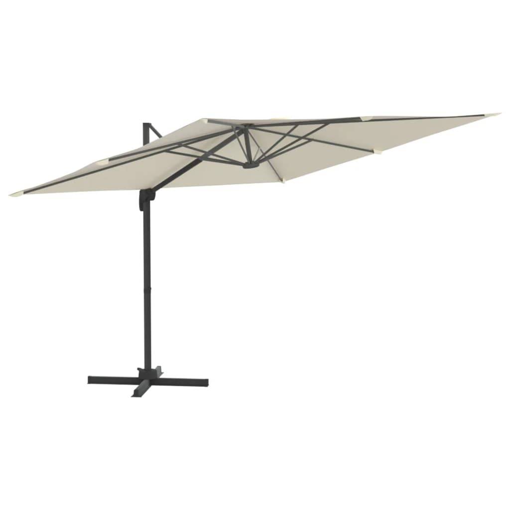 Helloshop26 - Parasol meuble de jardin déporté avec mât en aluminium blanc 400 x 300 cm sable - Imagen 1