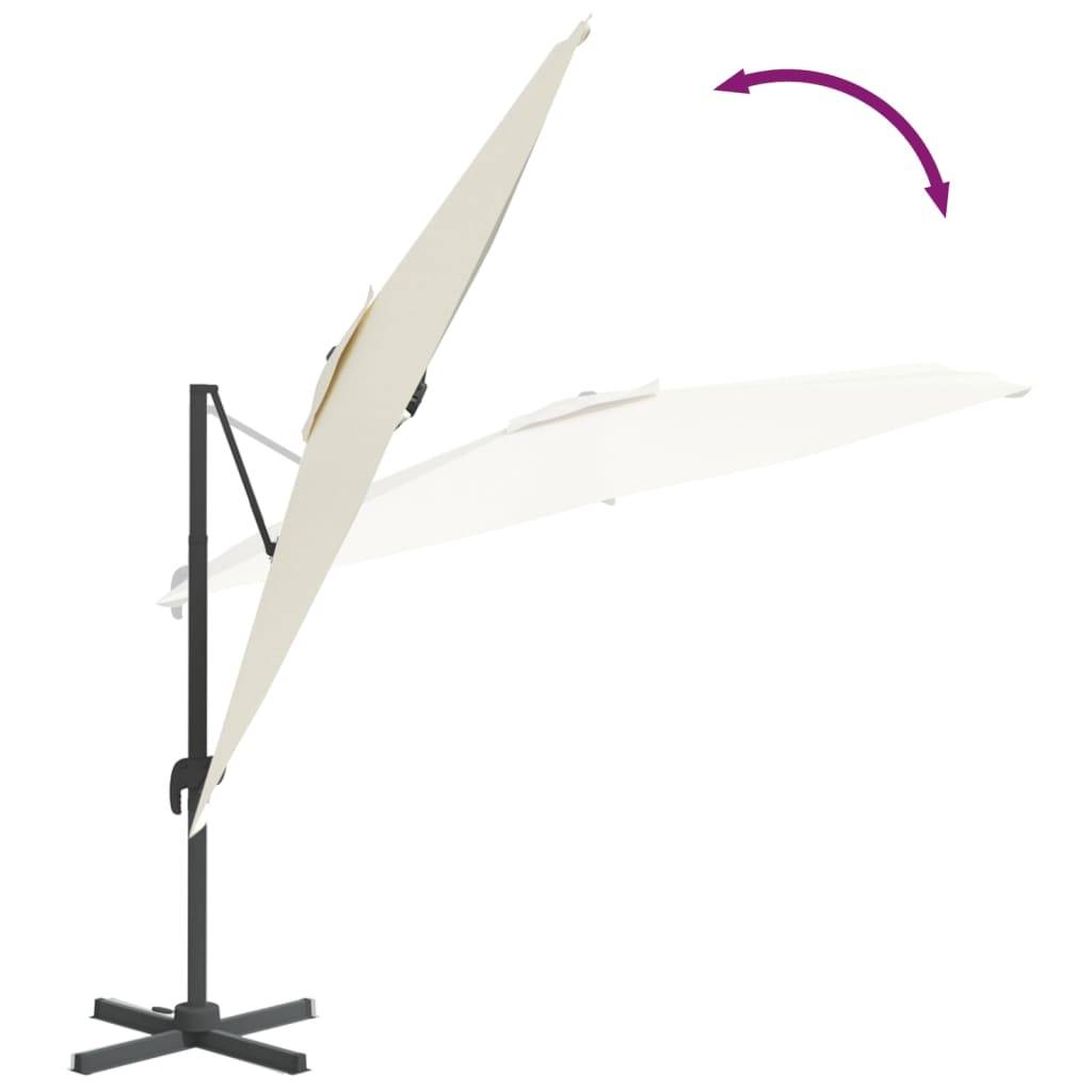 Helloshop26 - Parasol meuble de jardin déporté avec mât en aluminium blanc 400 x 300 cm sable - Imagen 6