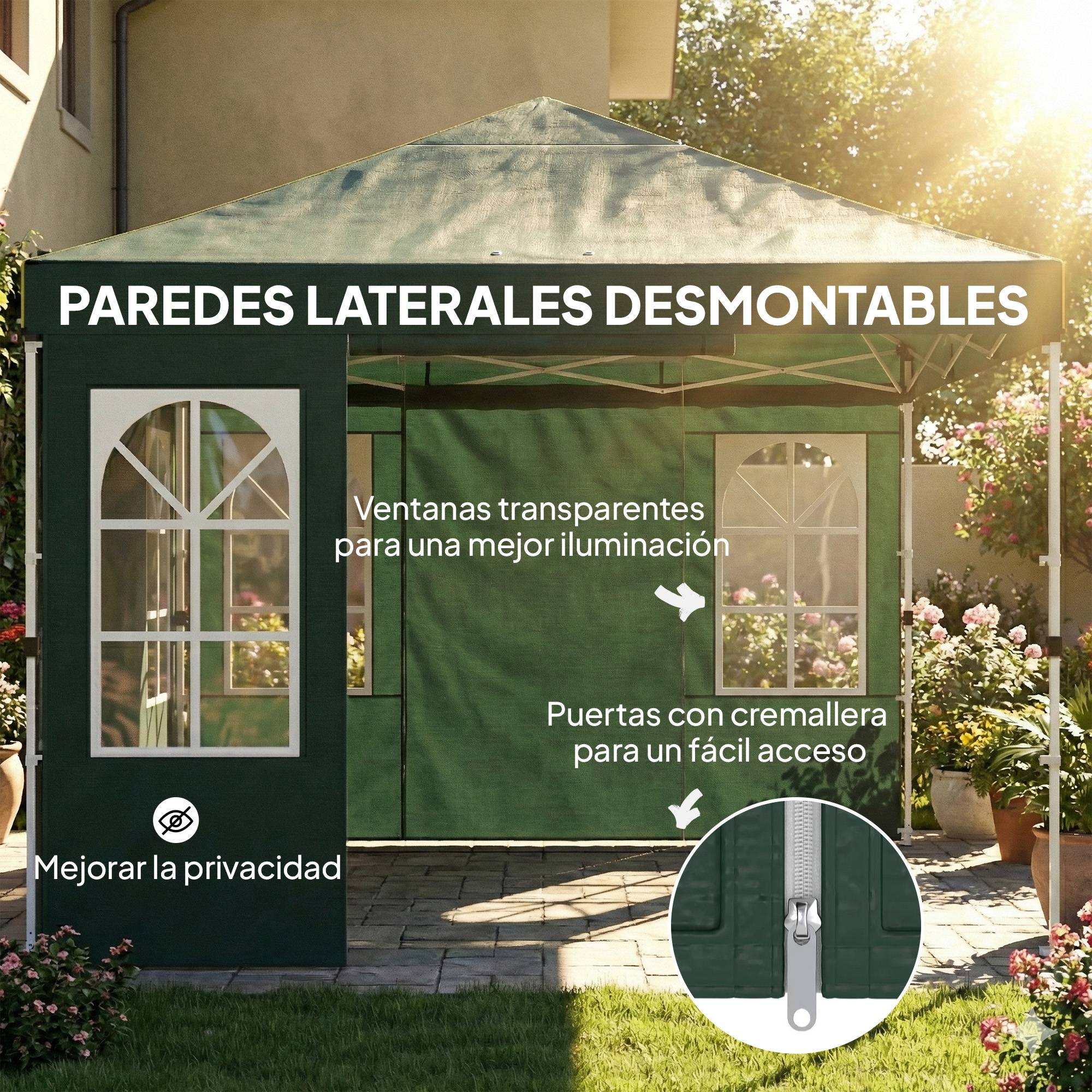 ComfortXL - Tonnelle pliante Oxford jardin réception 4 parois amovibles protection UPF 50+ 3 x 3 m verte - ComfortXL Outdoor Living - Image 10