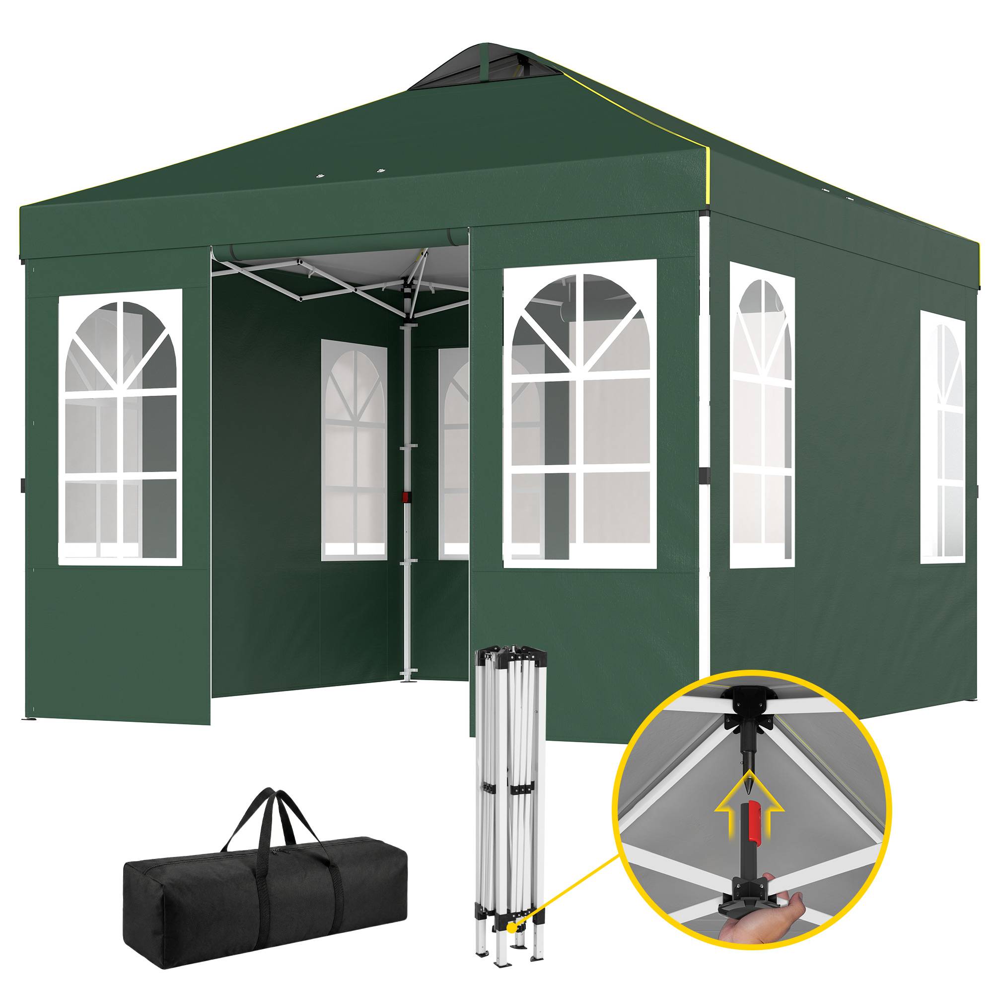 ComfortXL - Tonnelle pliante Oxford jardin réception 4 parois amovibles protection UPF 50+ 3 x 3 m verte - ComfortXL Outdoor Living - Image 2