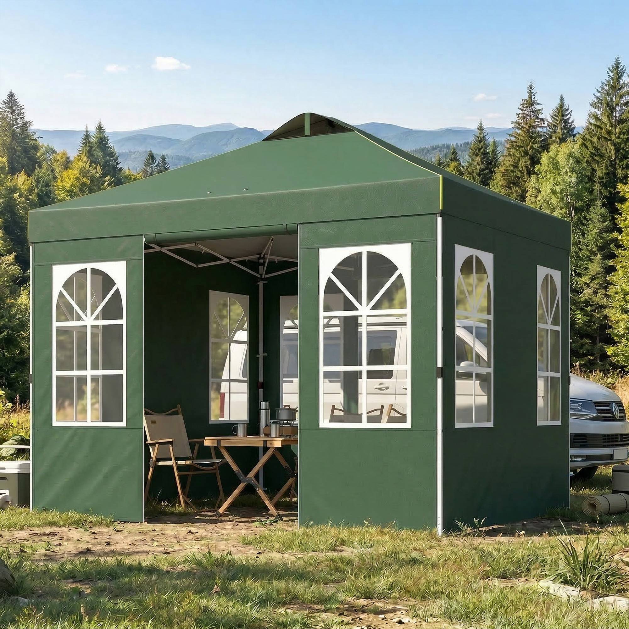 ComfortXL - Tonnelle pliante Oxford jardin réception 4 parois amovibles protection UPF 50+ 3 x 3 m verte - ComfortXL Outdoor Living - Image 4