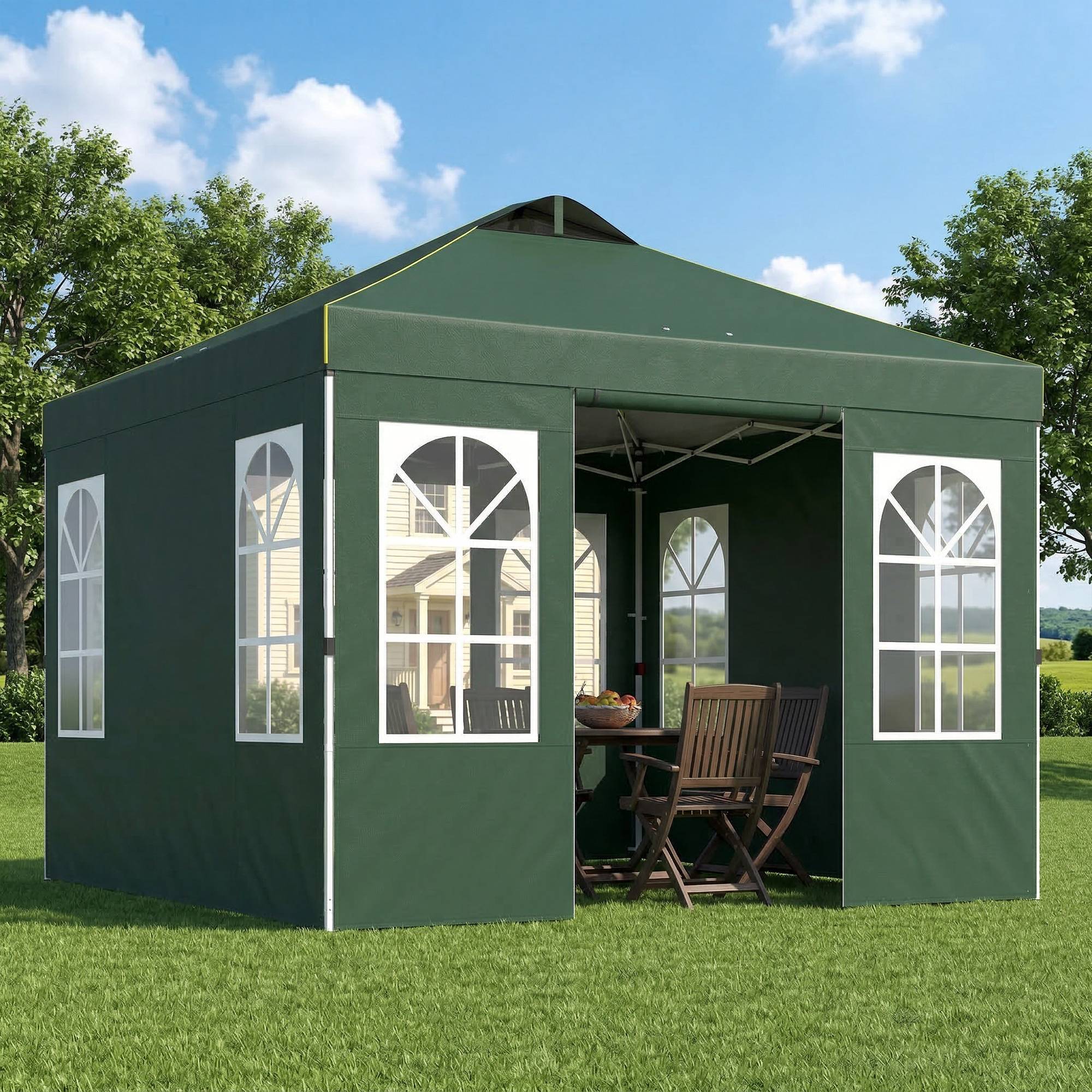 ComfortXL - Tonnelle pliante Oxford jardin réception 4 parois amovibles protection UPF 50+ 3 x 3 m verte - ComfortXL Outdoor Living - Image 3