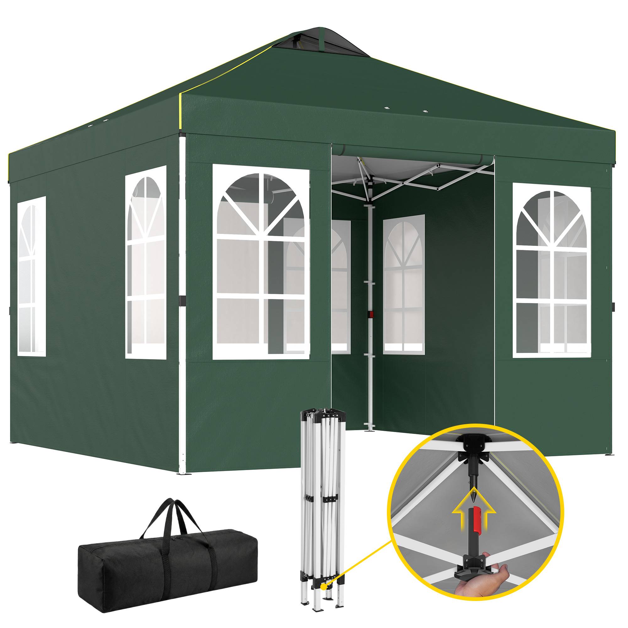 ComfortXL - Tonnelle pliante Oxford jardin réception 4 parois amovibles protection UPF 50+ 3 x 3 m verte - ComfortXL Outdoor Living - Image 1
