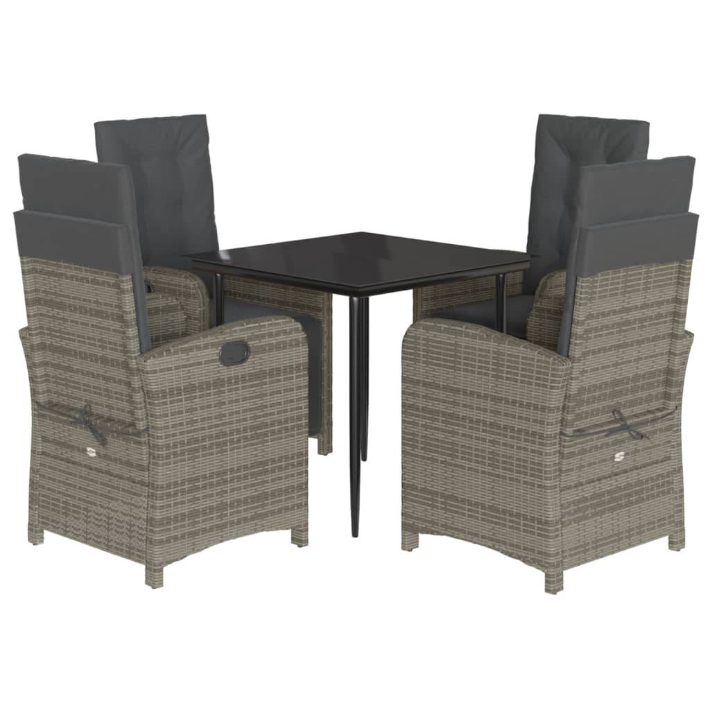 Salon de Jardin 4 Personnes Résine Tressée Grise, 2 Chaises Inclinables et 2 avec Repose-Pieds – ComfortXL Outdoor Living - Image 2