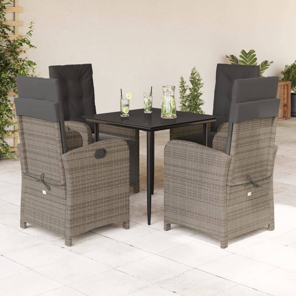 Salon de Jardin 4 Personnes Résine Tressée Grise, 2 Chaises Inclinables et 2 avec Repose-Pieds – ComfortXL Outdoor Living - Image 1