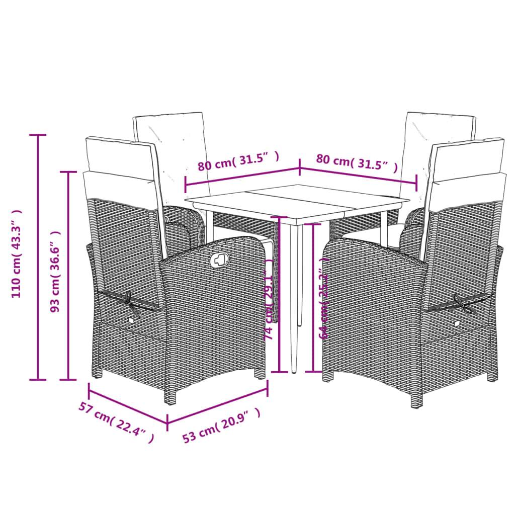 Salon de Jardin 4 Personnes Résine Tressée Grise, 2 Chaises Inclinables et 2 avec Repose-Pieds – ComfortXL Outdoor Living - Image 4