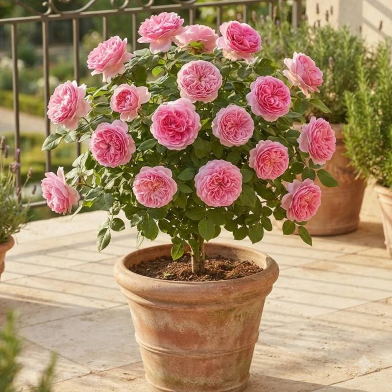 Rosier Anglais Gertrude Jekyll® 'Ausbord' à fleurs Rose/ - feuillage Caduc - Pot de 3L - 20/40 cm - Image 3