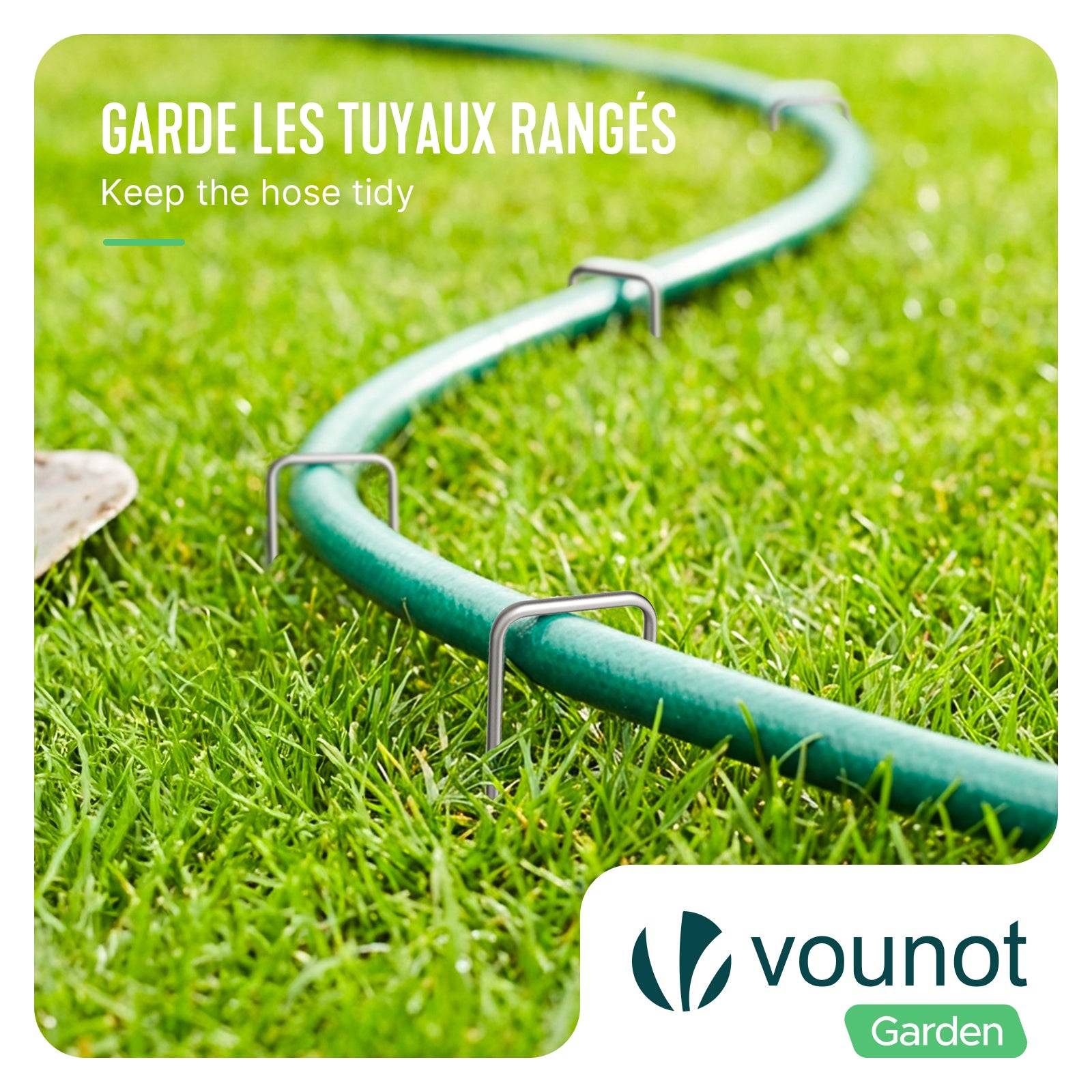 Vounot - Lot de 150 piquets de fixation en métal galvanisé - Agrafes de jardin en forme de U - 150x30mm Ø3mm - VOUNOT® - Image 6