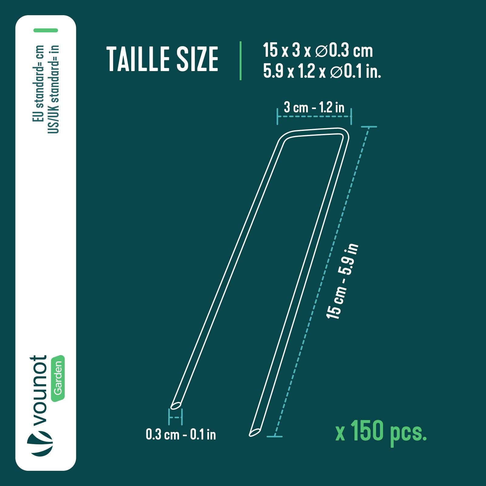 Vounot - Lot de 150 piquets de fixation en métal galvanisé - Agrafes de jardin en forme de U - 150x30mm Ø3mm - VOUNOT® - Image 2